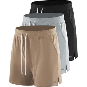 image:imageNELEUS Mens 7 inch Running Shorts Athletic Gym Workout Shorts with Pockets3d Honeycomb Fabric BlackBrownLight Grey