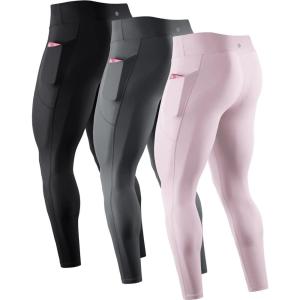 image:imageNELEUS Mens Compression Baselayer Running Tights Gym Leggings with Pockets6109 BlackGreyPink 3 Pack