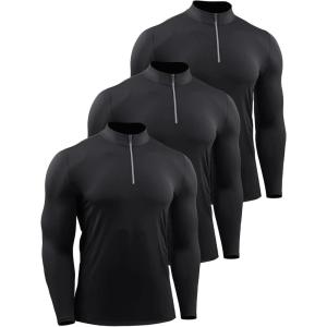 image:imageNELEUS Mens Compression Shirts 14 Zip Pullover Long Sleeved Running Shirts 3 Pack5086 BlackBlackBlack