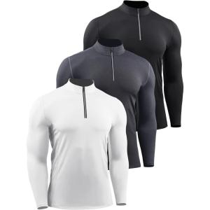 image:imageNELEUS Mens Compression Shirts 14 Zip Pullover Long Sleeved Running Shirts 3 Pack5086 BlackGreyWhite
