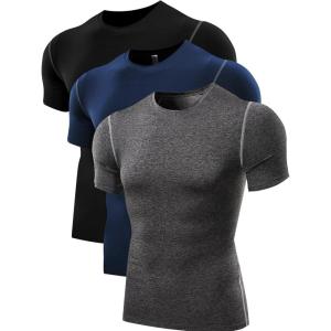 image:imageNELEUS Mens Dry Fit Athletic Running Shirt5003 Black grey navy Blue 3 Pack
