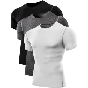 image:imageNELEUS Mens Dry Fit Athletic Running Shirt5003 Black grey white 3 Pack