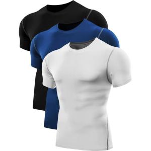 image:imageNELEUS Mens Dry Fit Athletic Running Shirt5003 Black white blue 3 Pack