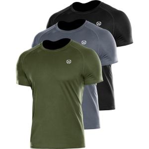 image:imageNELEUS Mens Dry Fit Athletic Running Shirt5012 BlackGreyOlive Green