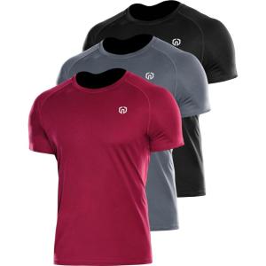 image:imageNELEUS Mens Dry Fit Athletic Running Shirt5012 BlackGreyRed