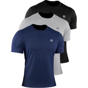 image:imageNELEUS Mens Dry Fit Athletic Running Shirt508 BlackGreyNavy Blue 3 Pack