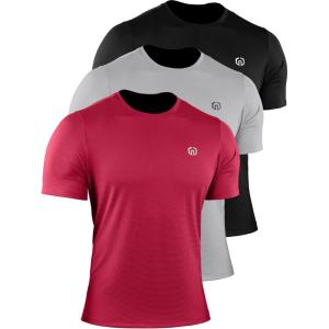 image:imageNELEUS Mens Dry Fit Athletic Running Shirt508 BlackGreyRed 3 Pack