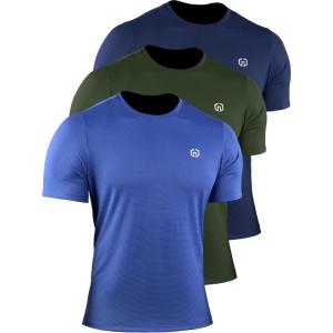 image:imageNELEUS Mens Dry Fit Athletic Running Shirt508 NavyBlueOlive Green 3 Pack