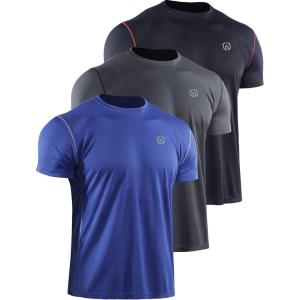 image:imageNELEUS Mens Dry Fit Athletic Running ShirtZ027 BlackGreyBlue 3 Pack