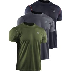 image:imageNELEUS Mens Dry Fit Athletic Running ShirtZ027 BlackGreyOlive Green 3 Pack