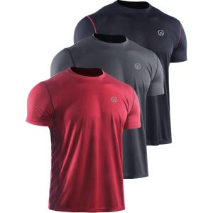 image:imageNELEUS Mens Dry Fit Athletic Running ShirtZ027 BlackGreyRed 3 Pack