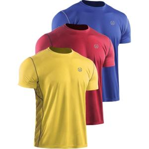 image:imageNELEUS Mens Dry Fit Athletic Running ShirtZ027 RedYellowBlue 3 Pack