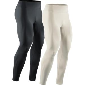 image:imageNELEUS Mens Dry Fit Compression Pants Workout Running Leggings6107 BlackCreamy White 2 Pack