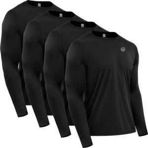 image:imageNELEUS Mens Dry Fit Long Sleeve Athletic Running Shirts05 BlackBlackBlackBlack 4 Pack
