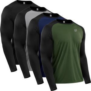 image:imageNELEUS Mens Dry Fit Long Sleeve Athletic Running Shirts05 BlackGreyNavy BlueGreen 4 Pack