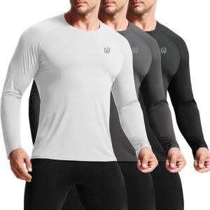 image:imageNELEUS Mens Dry Fit Long Sleeve Athletic Running Shirts5060 BlackGreyWhite 3 Pack