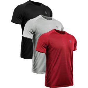 image:imageNELEUS Mens Dry Fit Mesh Athletic Shirts5033 3 Pack Black grey red
