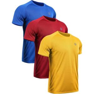 image:imageNELEUS Mens Dry Fit Mesh Athletic Shirts5033 3 Pack Blue red yellow