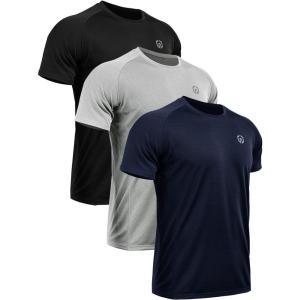 image:imageNELEUS Mens Dry Fit Mesh Athletic Shirts5033 3 Packblack grey navy Blue