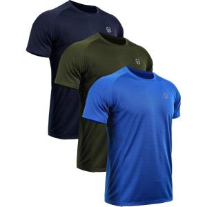 image:imageNELEUS Mens Dry Fit Mesh Athletic Shirts5033 3 Packblue olive Green navy Blue