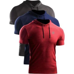 image:imageNELEUS Mens Dry Fit Performance Athletic Shirt with Hoods5063 3 Pack black GreyNavyRed