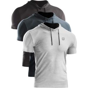 image:imageNELEUS Mens Dry Fit Performance Athletic Shirt with Hoods5063 3 Pack black GreySlate GrayLight Grey