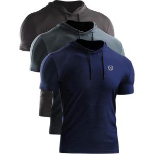 image:imageNELEUS Mens Dry Fit Performance Athletic Shirt with Hoods5063 3 Pack black GreySlate GrayNavy