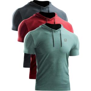 image:imageNELEUS Mens Dry Fit Performance Athletic Shirt with Hoods5063 3 Pack slate GrayRedLight Green