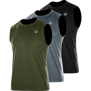 image:imageNELEUS Mens Dry Fit Workout Running Muscle Tank Top5015 BlackGreyOlive Green