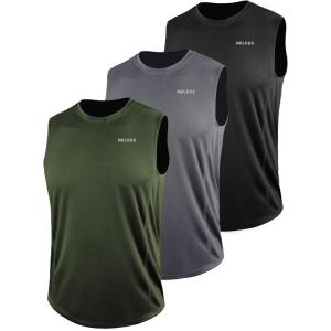 image:imageNELEUS Mens Dry Fit Workout Running Muscle Tank Top5042 BlackGreyOlive Green