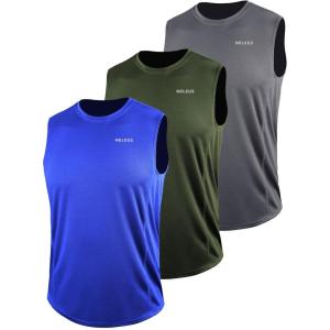 image:imageNELEUS Mens Dry Fit Workout Running Muscle Tank Top5042 GreyOlive GreenBlue