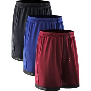 image:imageNELEUS Mens Lightweight Workout Athletic Shorts with Pockets6095 BlackBlueRed 3 Pack