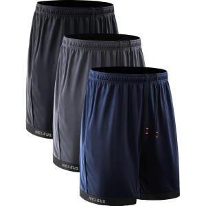 image:imageNELEUS Mens Lightweight Workout Athletic Shorts with Pockets6095 BlackGreyNavy Blue 3 Pack
