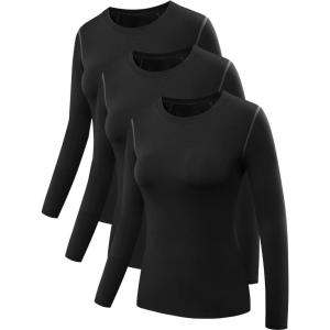 image:imageNELEUS Womens 3 Pack Athletic Compression Long Sleeve T Shirt Dry Fit03 3 Pack Black