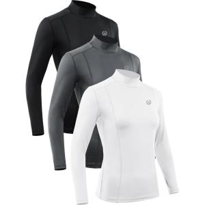 image:imageNELEUS Womens 3 Pack Athletic Compression Long Sleeve T Shirt Dry Fit05 BlackGreyWhite 3 Pack