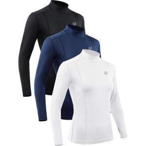 image:imageNELEUS Womens 3 Pack Athletic Compression Long Sleeve T Shirt Dry Fit05 BlackNavy BlueWhite 3 Pack