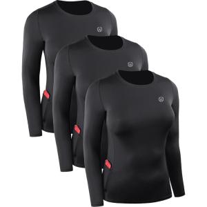 image:imageNELEUS Womens 3 Pack Athletic Compression Long Sleeve T Shirt Dry Fit8075 BlackBlackBlack 3 Pack