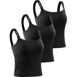 image:imageNELEUS Womens 3 Pack Athletic Compression Tank Top with Sport Bra Running Shirt8088 BlackBlackBlack
