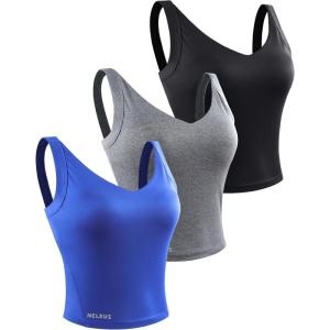 image:imageNELEUS Womens 3 Pack Athletic Compression Tank Top with Sport Bra Running Shirt8200 BlackGreyBlue