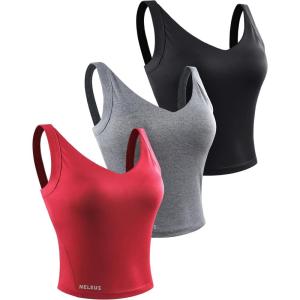 image:imageNELEUS Womens 3 Pack Athletic Compression Tank Top with Sport Bra Running Shirt8200 BlackGreyRed