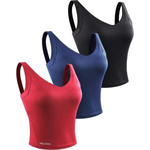 image:imageNELEUS Womens 3 Pack Athletic Compression Tank Top with Sport Bra Running Shirt8200 BlackRedNavy Blue