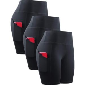 image:imageNELEUS Womens 3 Pack Athletic Shorts for Biker Running Workout with Pocket1010 BlackBlackBlack 3 Pack