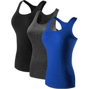 image:imageNELEUS Womens 3 Pack Compression Base Layer Dry Fit Tank Top04 3 Packblack grey blue