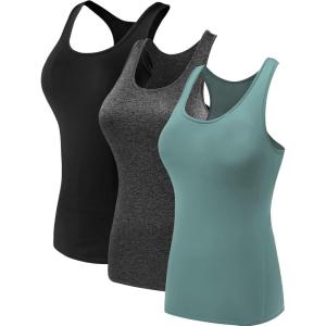 image:imageNELEUS Womens 3 Pack Compression Base Layer Dry Fit Tank Top04 BlackGreyBlackish Green 3 Pack