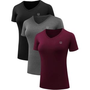 image:imageNELEUS Womens 3 Pack Compression Workout Athletic Shirt8016 BlackGreyBurgundy 3 Pack