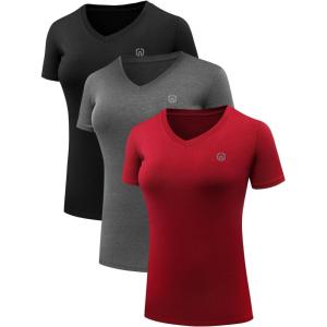 image:imageNELEUS Womens 3 Pack Compression Workout Athletic Shirt8016 BlackGreyRed 3 Pack