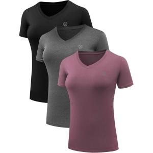 image:imageNELEUS Womens 3 Pack Compression Workout Athletic Shirt8016 BlackGreyRosy Brown 3 Pack