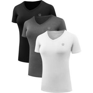 image:imageNELEUS Womens 3 Pack Compression Workout Athletic Shirt8016 BlackGreyWhite 3 Pack