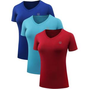 image:imageNELEUS Womens 3 Pack Compression Workout Athletic Shirt8016 BlueLight BlueRed 3 Pack