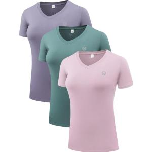 image:imageNELEUS Womens 3 Pack Compression Workout Athletic Shirt8016 PinkPurpleBlackish Green 3 Pack